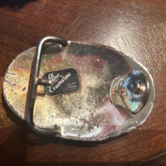Crumrine silver and gold silverplate Western belt buckle